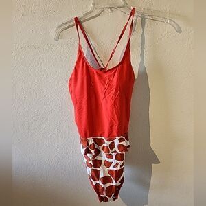 Meet Curve Swimsuit Red Summer Colorful L large Tie Back One Piece